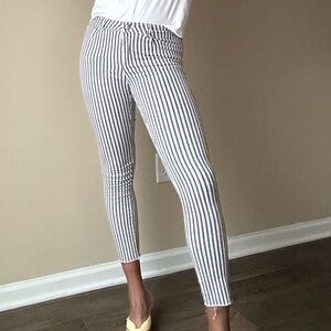Polly White and Blue Striped Cropped Pants US Size 4
